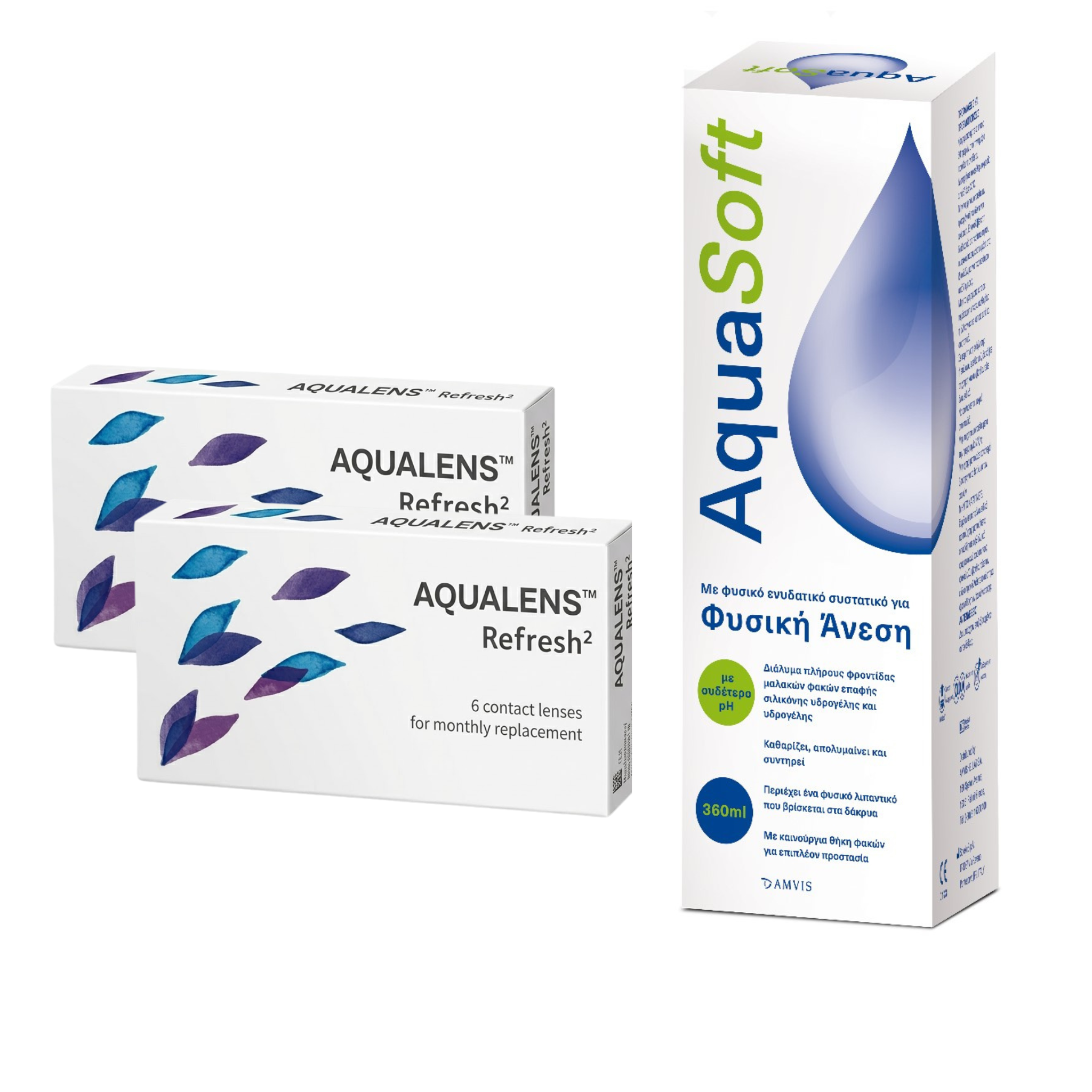 Aqualens Refresh II (6 φακοί) & Aquasoft 360ml